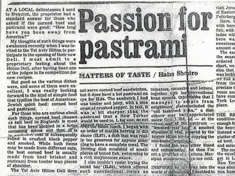 הכתבה Passion for pastrami בג'רוזלם פוסט